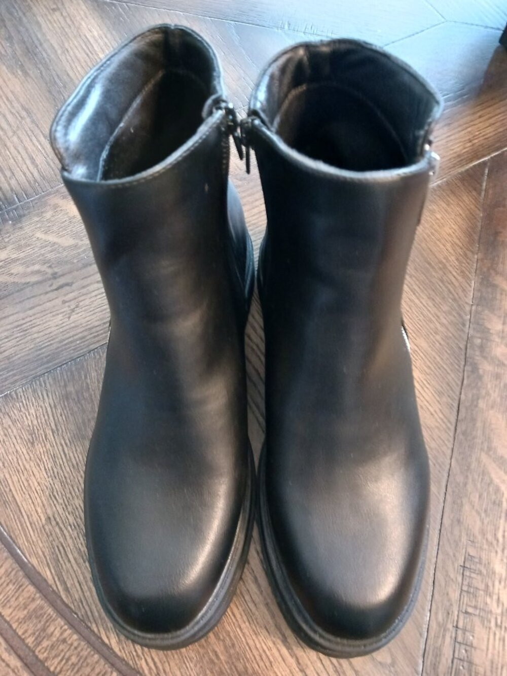 Nine West Womens 9.5 Black Faux Leather Zipper Ankle Booties NWOT